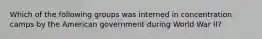 Which of the following groups was interned in concentration camps by the American government during World War II?