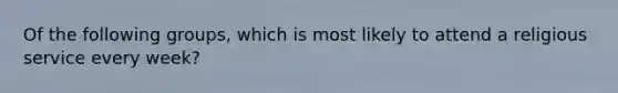 Of the following groups, which is most likely to attend a religious service every week?