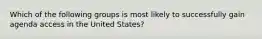 Which of the following groups is most likely to successfully gain agenda access in the United States?