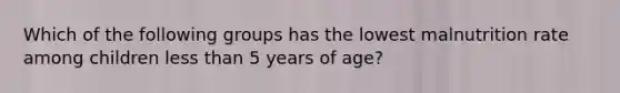 Which of the following groups has the lowest malnutrition rate among children less than 5 years of age?