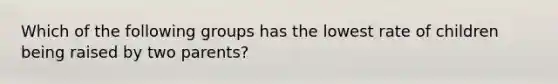 Which of the following groups has the lowest rate of children being raised by two parents?
