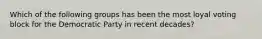 Which of the following groups has been the most loyal voting block for the Democratic Party in recent decades?