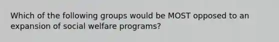 Which of the following groups would be MOST opposed to an expansion of social welfare programs?