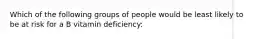 Which of the following groups of people would be least likely to be at risk for a B vitamin deficiency: