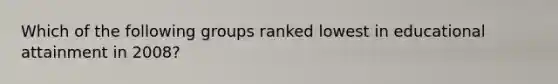 Which of the following groups ranked lowest in educational attainment in 2008?