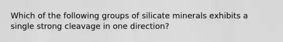 Which of the following groups of silicate minerals exhibits a single strong cleavage in one direction?