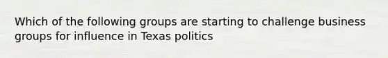 Which of the following groups are starting to challenge business groups for influence in Texas politics