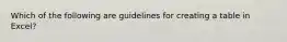 Which of the following are guidelines for creating a table in Excel?