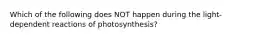 Which of the following does NOT happen during the light-dependent reactions of photosynthesis?