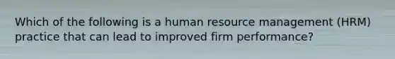 Which of the following is a human resource management (HRM) practice that can lead to improved firm performance?