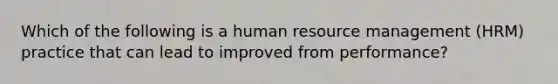 Which of the following is a human resource management (HRM) practice that can lead to improved from performance?