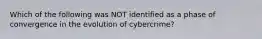 Which of the following was NOT identified as a phase of convergence in the evolution of cybercrime?