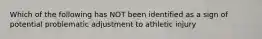 Which of the following has NOT been identified as a sign of potential problematic adjustment to athletic injury