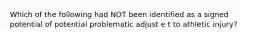 Which of the following had NOT been identified as a signed potential of potential problematic adjust e t to athletic injury?