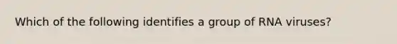 Which of the following identifies a group of RNA viruses?