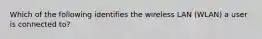 Which of the following identifies the wireless LAN (WLAN) a user is connected to?