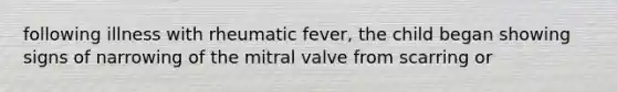 following illness with rheumatic fever, the child began showing signs of narrowing of the mitral valve from scarring or