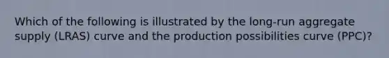 Which of the following is illustrated by the long-run aggregate supply (LRAS) curve and the production possibilities curve (PPC)?