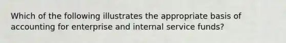 Which of the following illustrates the appropriate basis of accounting for enterprise and internal service funds?