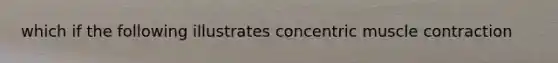 which if the following illustrates concentric <a href='https://www.questionai.com/knowledge/k0LBwLeEer-muscle-contraction' class='anchor-knowledge'>muscle contraction</a>