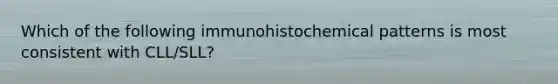 Which of the following immunohistochemical patterns is most consistent with CLL/SLL?