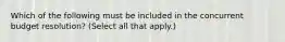 Which of the following must be included in the concurrent budget resolution? (Select all that apply.)