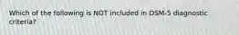 Which of the following is NOT included in DSM-5 diagnostic criteria?