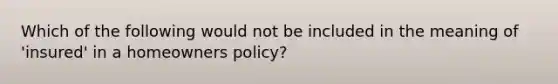 Which of the following would not be included in the meaning of 'insured' in a homeowners policy?