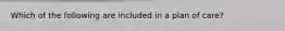 Which of the following are included in a plan of care?