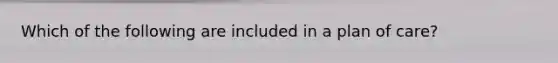 Which of the following are included in a plan of care?