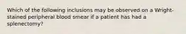 Which of the following inclusions may be observed on a Wright-stained peripheral blood smear if a patient has had a splenectomy?