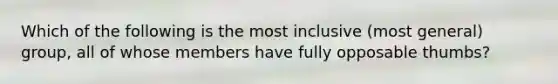 Which of the following is the most inclusive (most general) group, all of whose members have fully opposable thumbs?