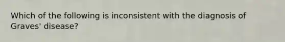 Which of the following is inconsistent with the diagnosis of Graves' disease?