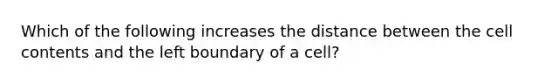 Which of the following increases the distance between the cell contents and the left boundary of a cell?