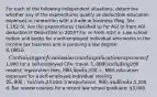 For each of the following independent​ situations, determine whether any of the expenditures qualify as deductible education expenses in connection with a trade or business​ (Reg. Sec.​ 1.162-5). Are the expenditures classified as for AGI or from AGI​ deductions? Deductible in 2023? For or From AGI? a. Law school tuition and books for a self-employed individual who works in the income tax business and is pursuing a law degree: 8,000. b. Continuing professional accounting education expenses of1,900 for a self-employed CPA: travel, 1,000 (including200 meals); registration fees, 800; books,100. c. MBA education expenses for a self-employed individual totaling 25,000: tuition,23,000; transportation, 800; and books,1,200. d. Bar review courses for a recent law school graduate: 3,000.