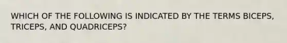 WHICH OF THE FOLLOWING IS INDICATED BY THE TERMS BICEPS, TRICEPS, AND QUADRICEPS?