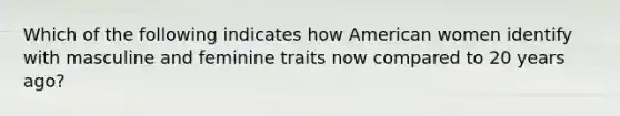 Which of the following indicates how American women identify with masculine and feminine traits now compared to 20 years ago?