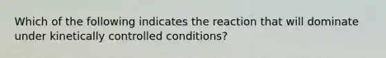 Which of the following indicates the reaction that will dominate under kinetically controlled conditions?