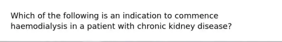 Which of the following is an indication to commence haemodialysis in a patient with chronic kidney disease?