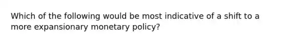 Which of the following would be most indicative of a shift to a more expansionary monetary policy?