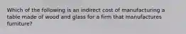 Which of the following is an indirect cost of manufacturing a table made of wood and glass for a firm that manufactures furniture?