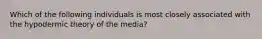 Which of the following individuals is most closely associated with the hypodermic theory of the media?