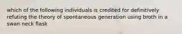 which of the following individuals is credited for definitively refuting the theory of spontaneous generation using broth in a swan neck flask