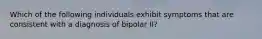 Which of the following individuals exhibit symptoms that are consistent with a diagnosis of bipolar II?