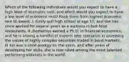 Which of the following individuals would you expect to have a high level of economic​ rent, and which would you expect to have a low level of economic​ rent? Rank them from highest economic rent to lowest. I. Emily quit high school at age​ 17, and she has since worked for several years as a waitress in​ fast-food restaurants. II..Demetrius earned a Ph.D. in financial​ economics, and he is among a handful of experts who specialize in assessing the values of highly complex securities traded in bond markets. III Xin was a child prodigy on the​ violin, and after years of developing her​ skills, she is now rated among the most talented performing violinists in the world.