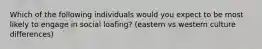 Which of the following individuals would you expect to be most likely to engage in social loafing? (eastern vs western culture differences)