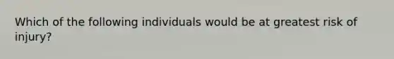 Which of the following individuals would be at greatest risk of injury?