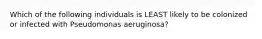 Which of the following individuals is LEAST likely to be colonized or infected with Pseudomonas aeruginosa?