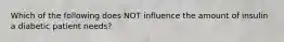 Which of the following does NOT influence the amount of insulin a diabetic patient needs?