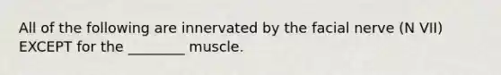 All of the following are innervated by the facial nerve (N VII) EXCEPT for the ________ muscle.